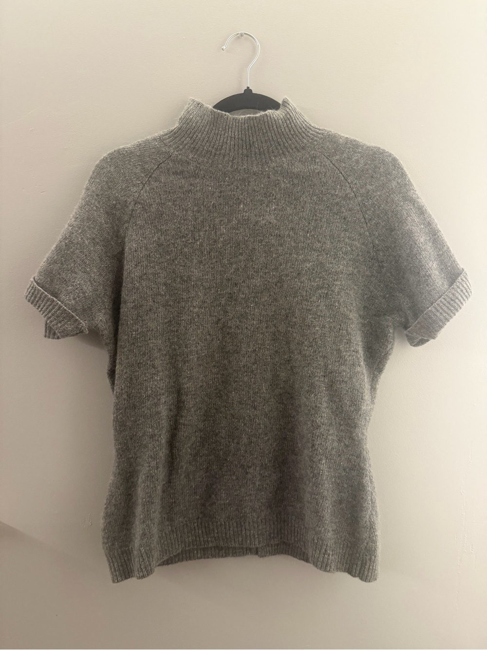 Limited america Gray Short-Sleeve Mock Neck Sweater 70% lambswool